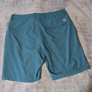 PUMA Golf Men's Flat Front Shorts Size 30 Teal Striped Pockets